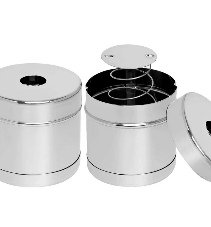 Porta algodão gaze com mola inox Hospitalar podologia Tambor para algodão inox